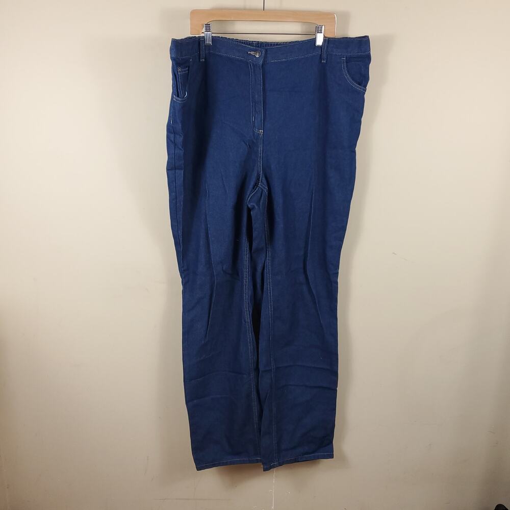 Woman Within Straight Leg Jeans with Elastic Back Size 22W Tall